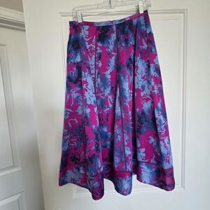 Banana Republic Fuchsia and Blue Floral A-Line Skirt